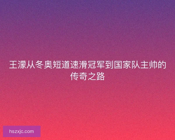 王濛从冬奥短道速滑冠军到国家队主帅的传奇之路